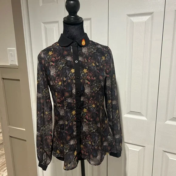 HER UNIVERSE Studio Ghibli Womens XS Shirt Sheer Howls Moving Castle Calcifer - Picture 5 of 7